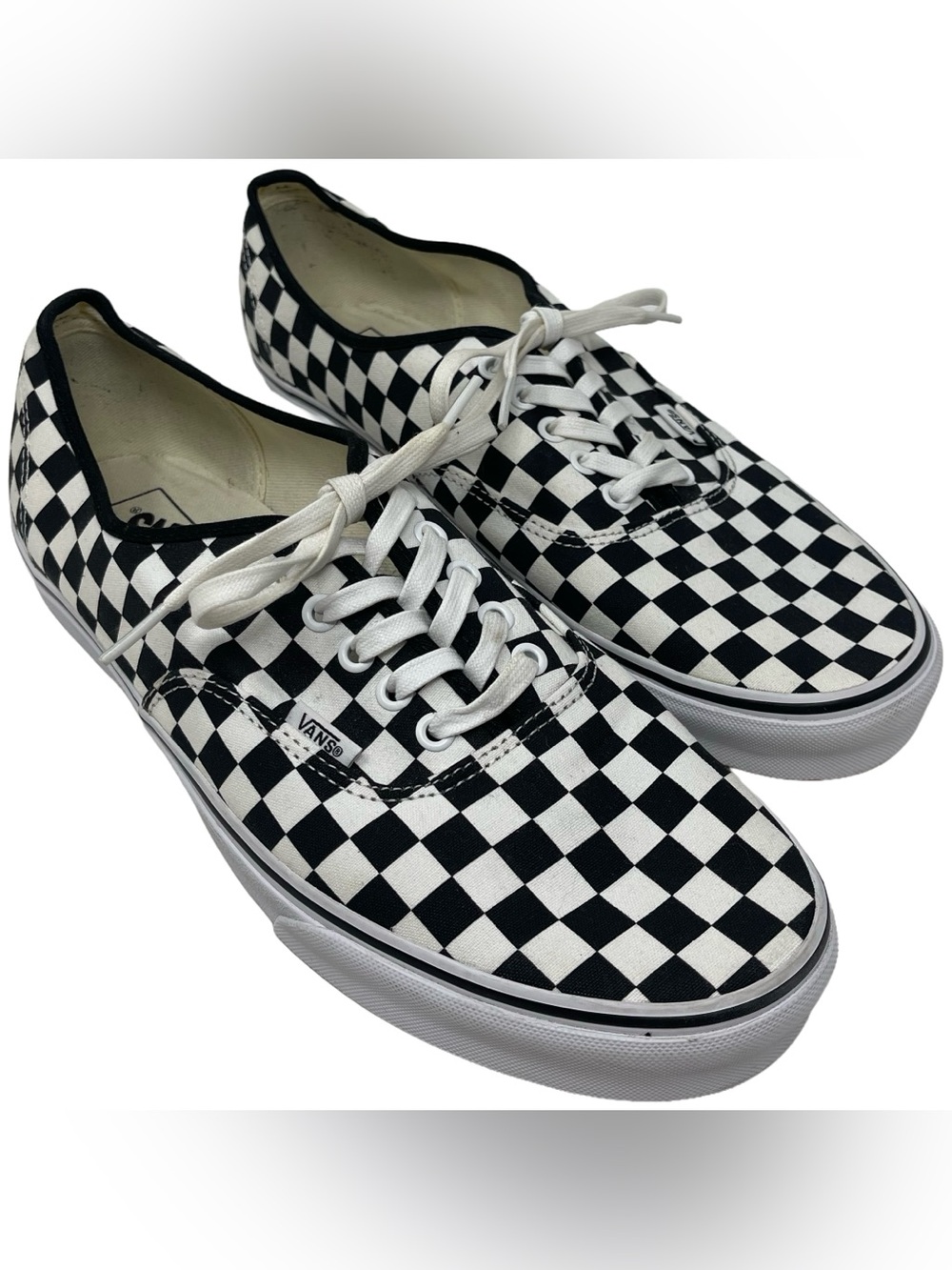 VANS Authentic Checkerboard Racing Flag Black & White Shoes Men's Size 13